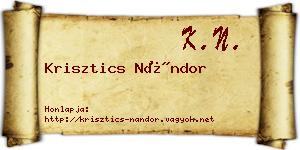 Krisztics Nándor névjegykártya